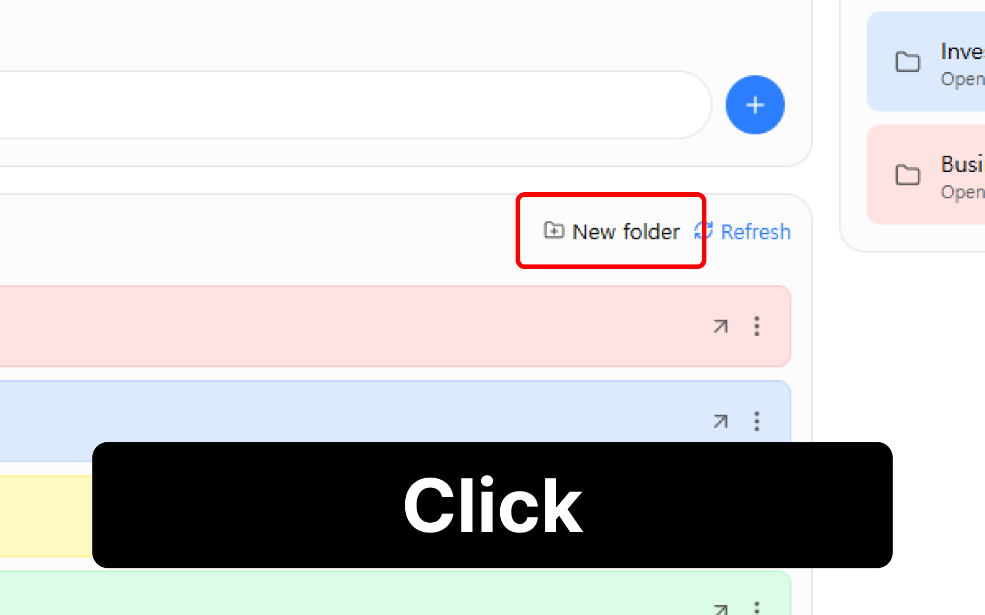 New folder button above the link list