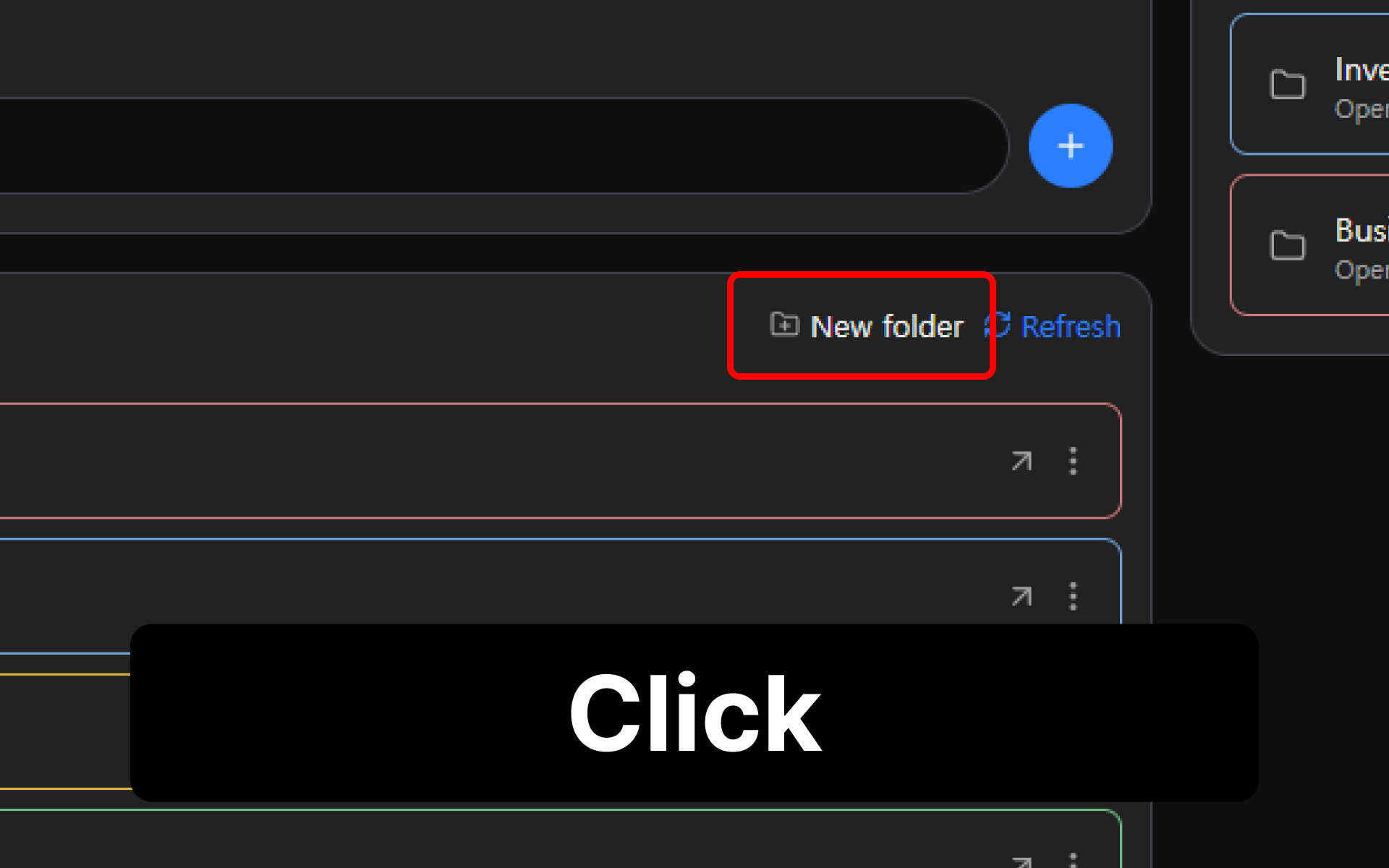 New folder button above the link list