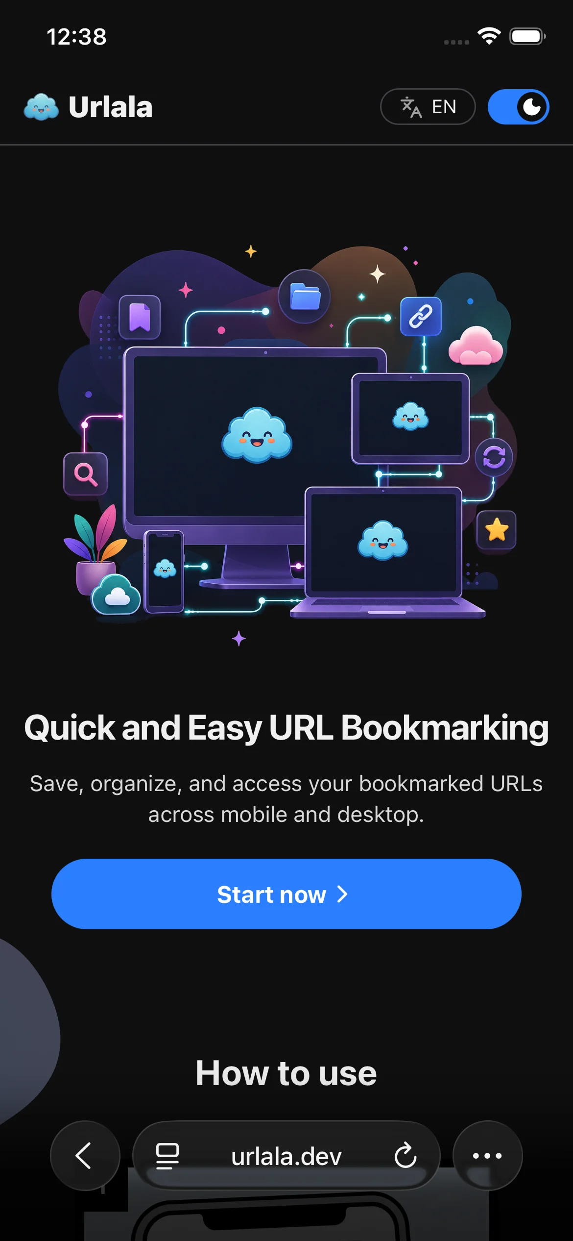 More button displayed after opening Urlala in Safari
