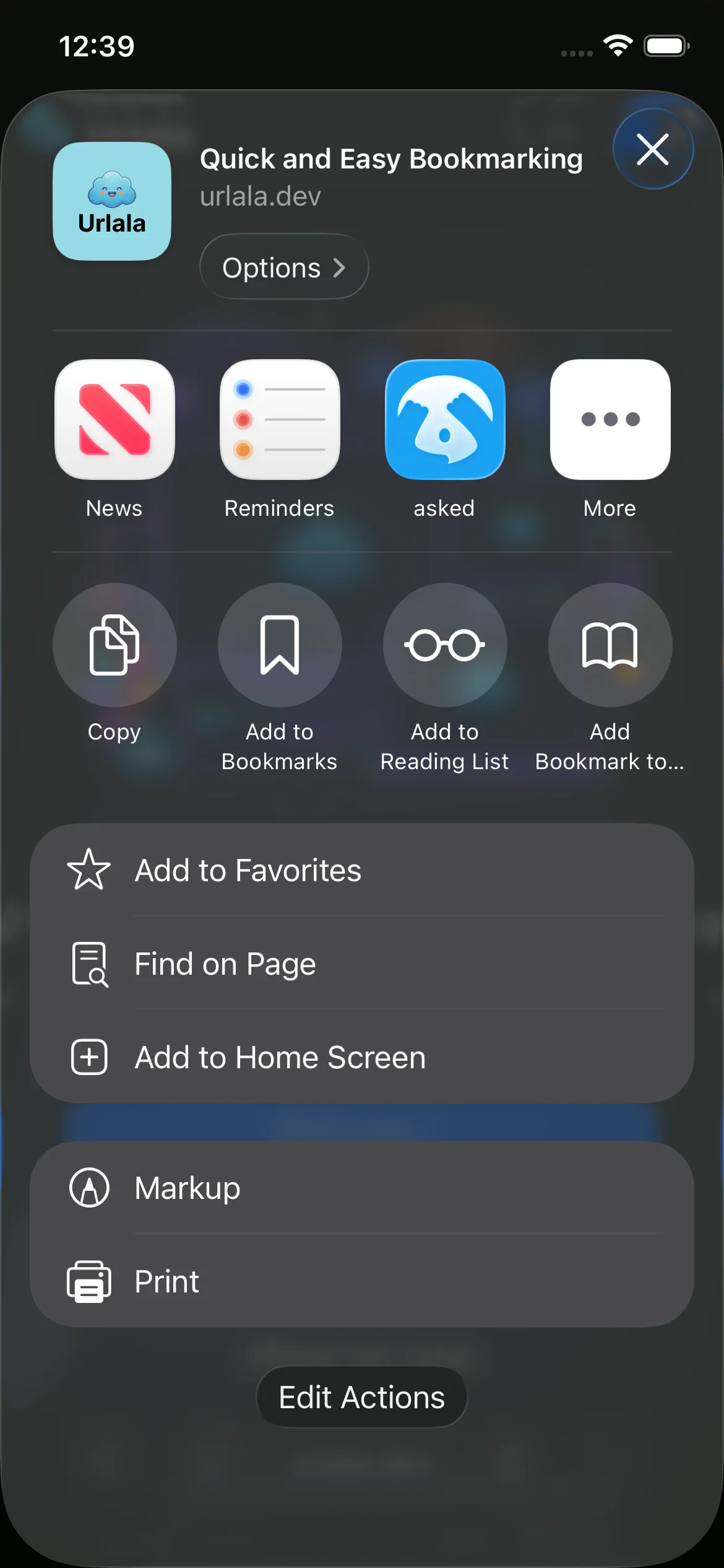 Add to Home Screen in the Safari Share menu